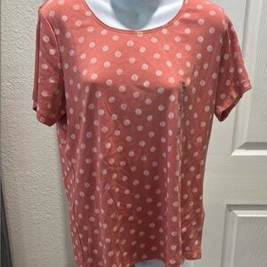 Style & Co. Coral Polka Dot Short Sleeve Top